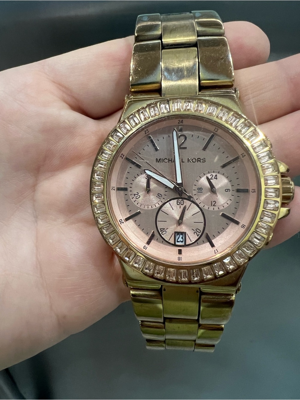 Michael Kors Rose Gold-Tone Swarovski crystals Accent Chronograph Watch